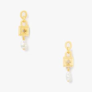 Kate Spade Lock and Pearl Drop Earrings